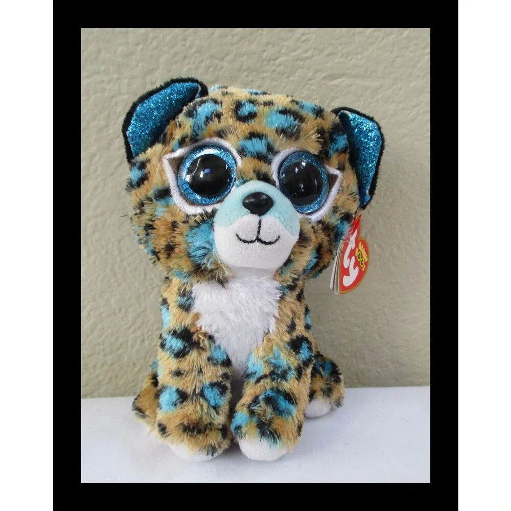 Ty Beanie Boos Cobalt Leopard Big Blue Glitter Eyes USED